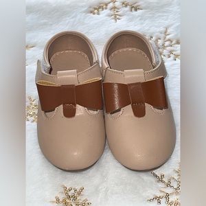 Toddler brown bow doll shoes